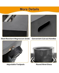 Costway 28'' Patio Fountain Fire Pit Table 50,000 Btu Square Propane Fire Pit