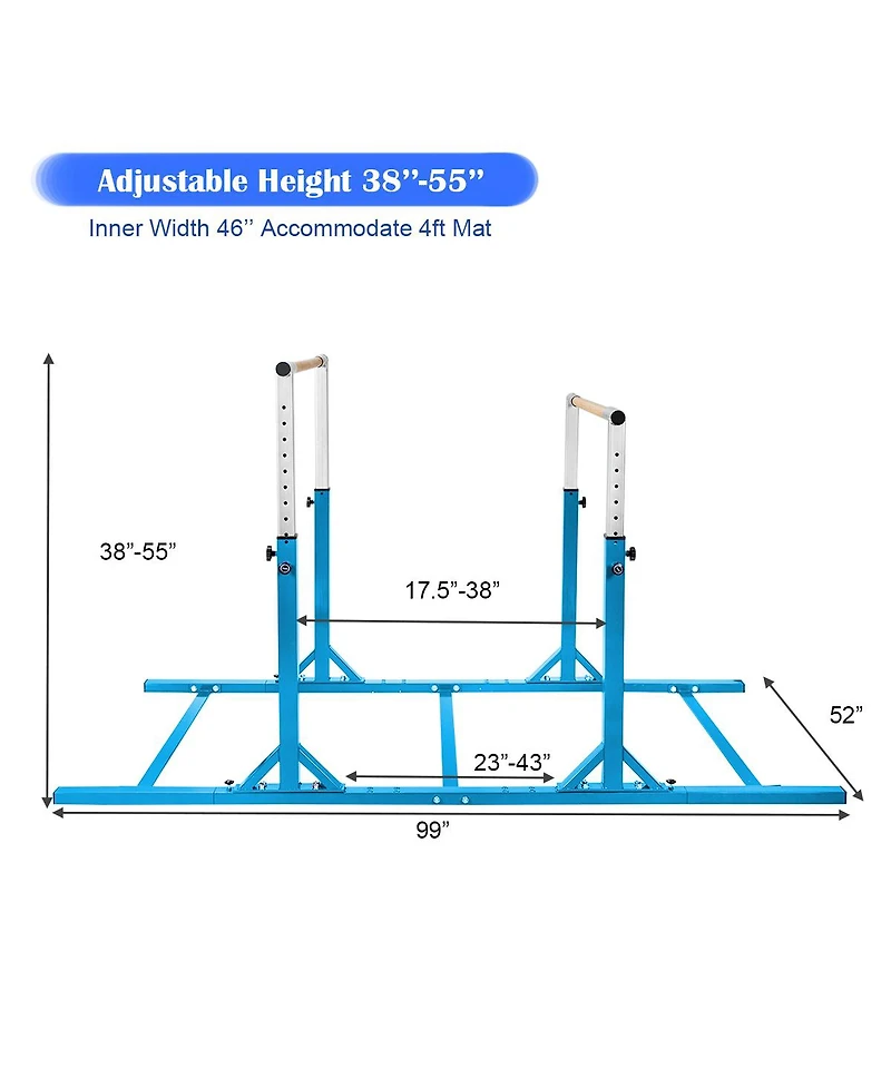 Costway Kids Gymnastics Parallel Bars Double Horizontal Bars Adjustable