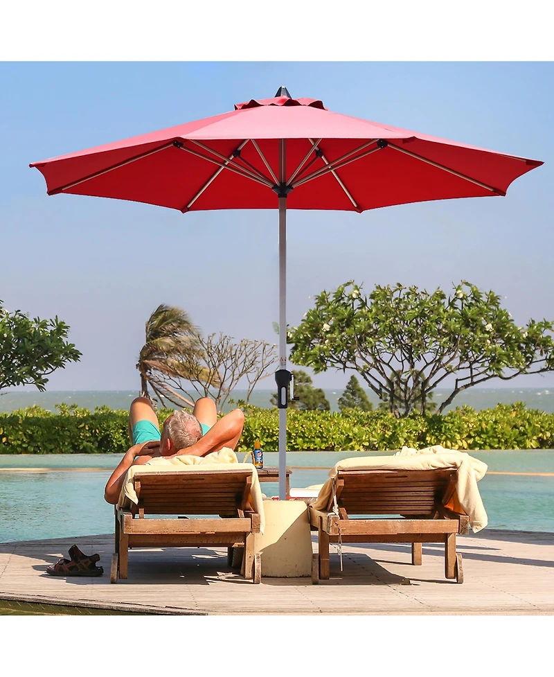 9' Patio Market Umbrella Table Aluminum Crank