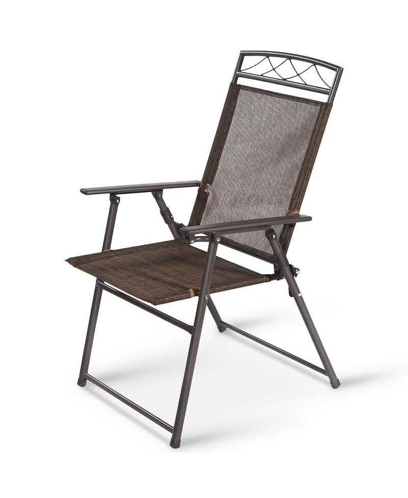 Costway Set of 4 Patio Folding Sling Chairs Steel Textilene Camping