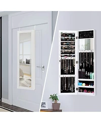Costway Wall Door Mounted Mirrored Jewelry Cabinet Storage Organizer