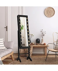 Costway Mirrored Jewelry Cabinet Organizer w/18 Led lights