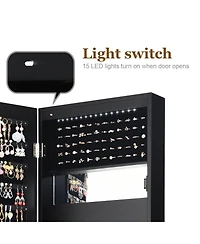 Costway Wall Door Mounted Mirror Jewelry Cabinet Organizer