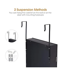 Costway Wall Door Mounted Mirrored Jewelry Cabinet Storage Organizer