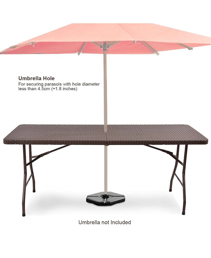 Costway 6' Folding Table Rattan Portable Indoor Outdoor Picnic Party Dining Camping