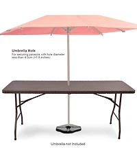Costway 6' Folding Table Rattan Portable Indoor Outdoor Picnic Party Dining Camping