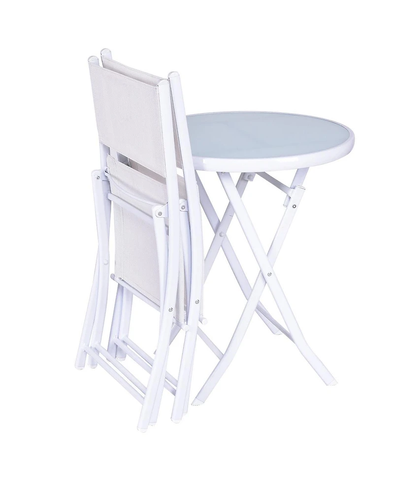 3 Pcs Folding Bistro Table Chairs Set Garden Backyard Patio Furniture