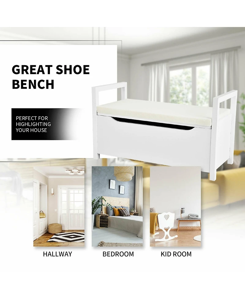 Shoe Bench Storage Rack Cushion Seat Ottoman Bedroom Hallway Entryway