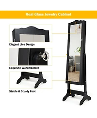 Mirrored Jewelry Cabinet Mirror Organizer Storage Box Stand