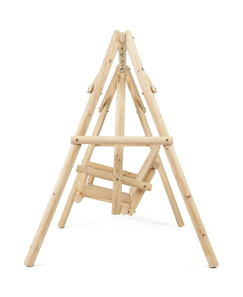 Costway A-Frame Wooden Porch Swing Outdoor garden rural Torched