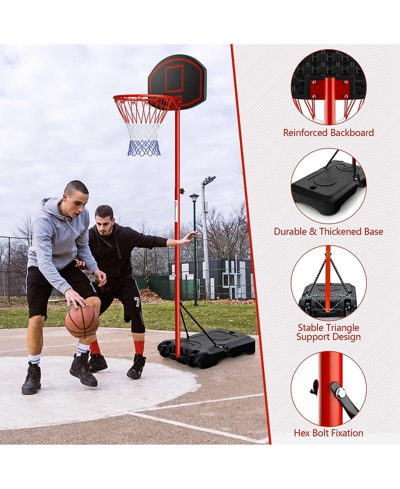Height-Adjustable Basket Hoop, Portable Backboard System Stand