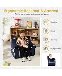 Costway Kids Sofa Toddler Foam Filled Armchair Velvet Fabric Baby