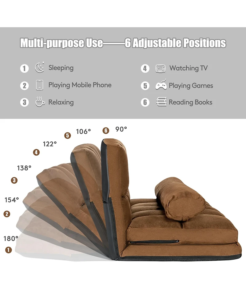 Foldable Floor Sofa Bed 6-Position Adjustable