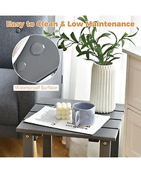 Costway 2PCS Patio Adirondack Chair Side Table Set Solid Wood Garden Deck