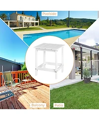 2 Pcs Patio 15'' End Side Coffee Table Square Wooden Slat Deck