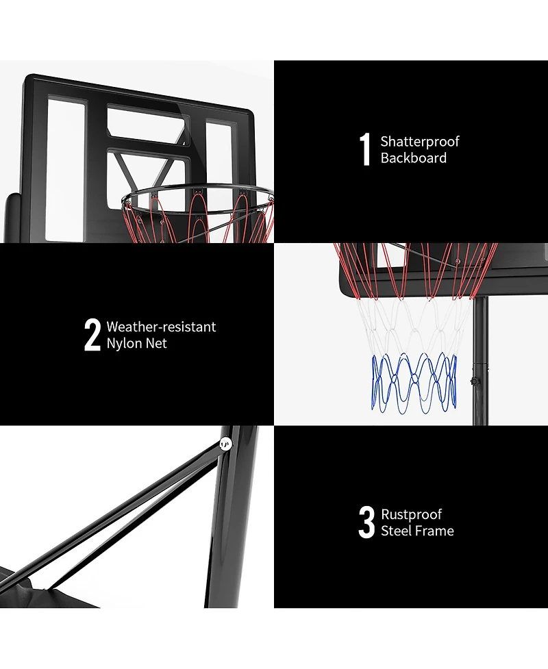 Costway Height Adjustable Portable Basketball Hoop System