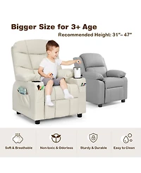 Kids Youth Recliner Chair Pu Leather w/Cup Holders & Side Pockets