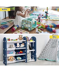 Kids Toy Storage Organizer w/ Bins & Multi-Layer Shelf for Bedroom Playroom