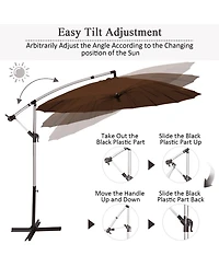Costway 10ft Patio Offset Umbrella W/ Crank and Cross Base
