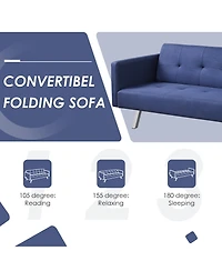 Convertible Futon Sofa Bed Folding Recliner Usb Ports&Power Strip