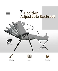 4PCS Patio Folding Dining Chair Ottoman Set Recliner Adjustable