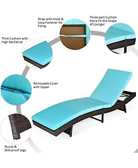 Costway Patio Rattan Folding Lounge Chair Chaise Adjustable