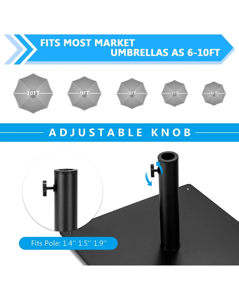36LBS Square Umbrella Base Stand Weighted Patio Market Umbrellas