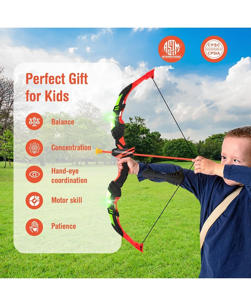 Youth Archery Bow Set with Led Light Up Bow and 20 Suction Cup Arrows for Kids