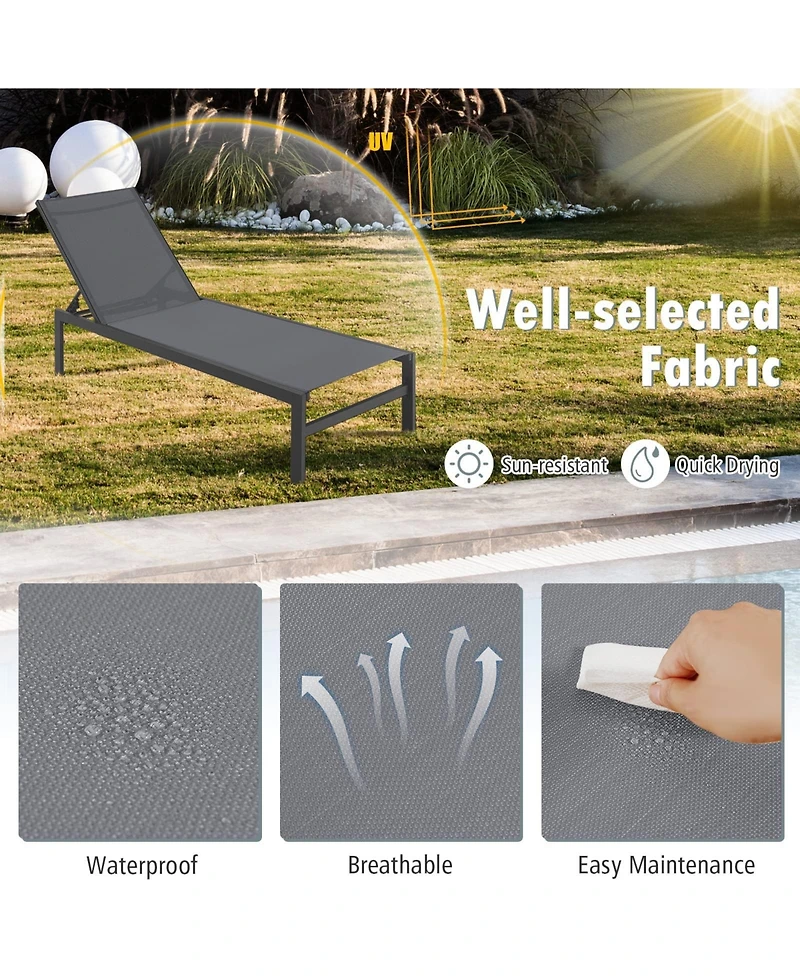 Inolait Sugift 6-Position Chaise Lounge Chairs with Rustproof Aluminium Frame