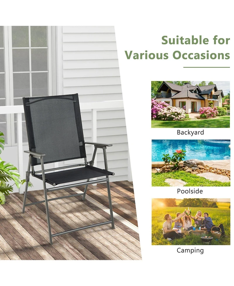 Sugift Set of 4 Patio Folding Chair with Rustproof Metal Frame