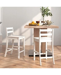 24-Inch Wooden Bar Stools Set of with Ergonomic Backrest Counter Height Stools