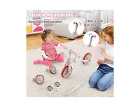 Kids Trike Bike 4-in-1 with Push Handle and Height-Adjustable Seat for Growing Kids
