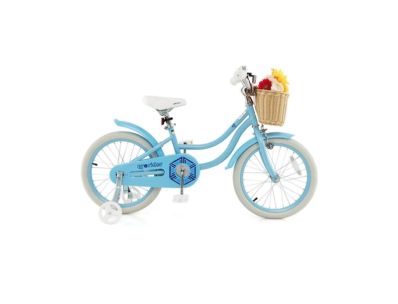 Slickblue 18-Inch Kids Bike with Training Wheels and Adjustable Handlebar Seat-Blue
