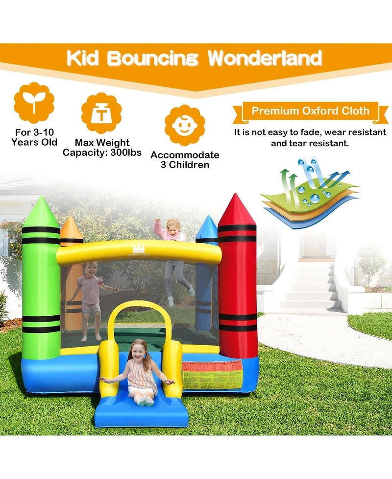 Slickblue Kids Inflatable Bounce House with Slide and Ocean Balls Not Included Blower