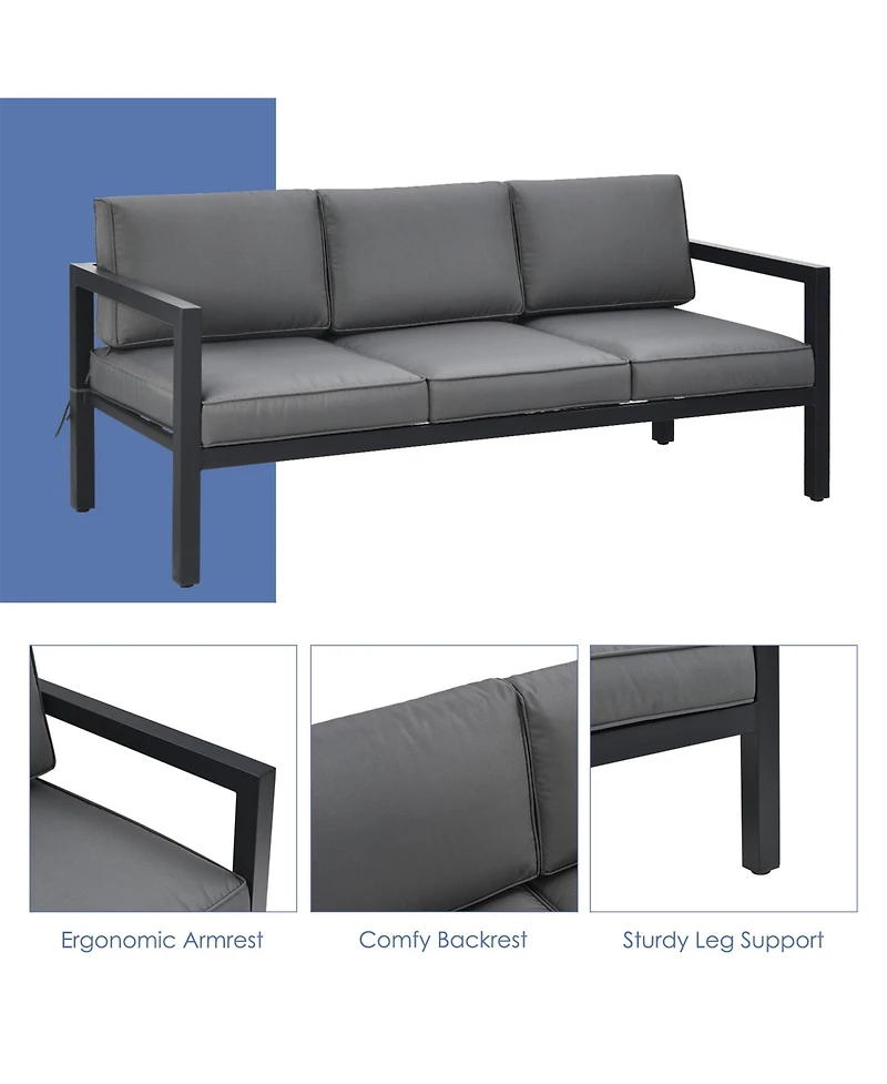 Gymax 4PCS Patio Conversation Furniture Set Outdoor Cushioned Sectional Sofa Set