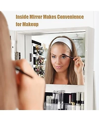 360degree Rotatable Jewelry Cabinet 2-in-1 Lockable Mirrored Organizer