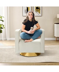 Carisa Contemporary Swivel Barrel Chair with Metal Base