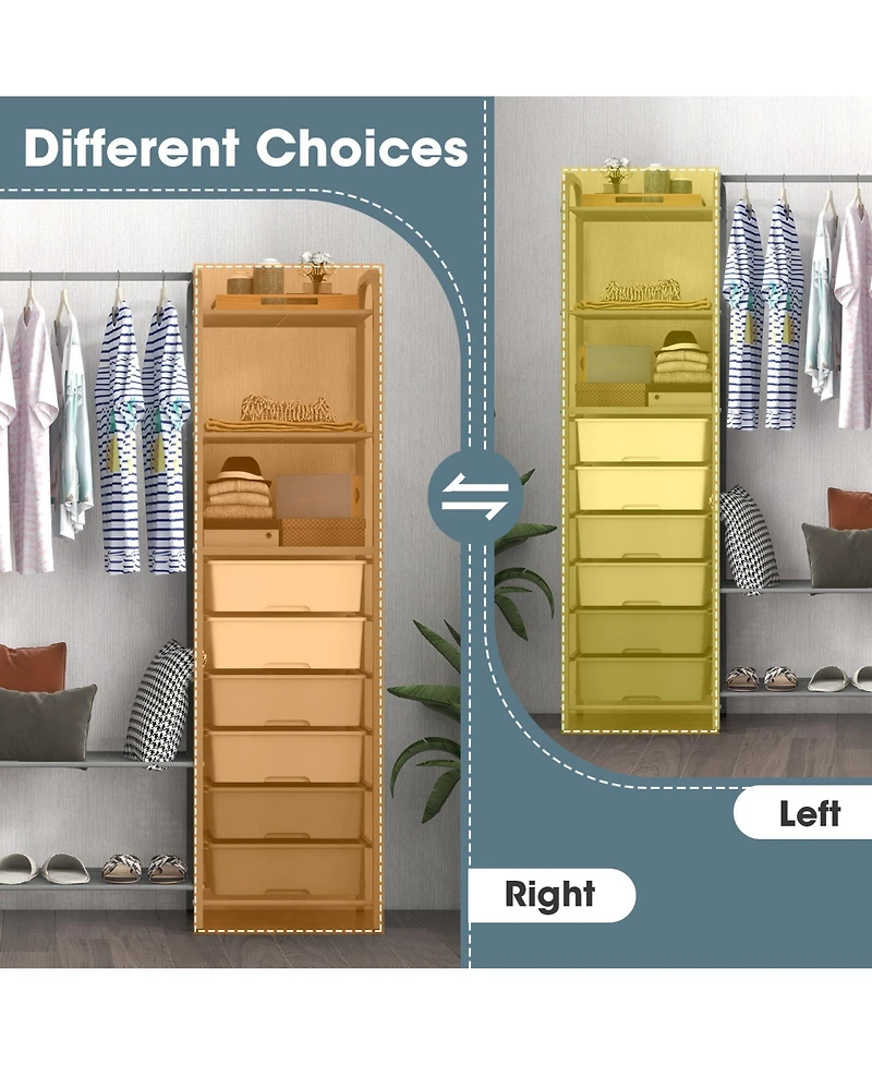 Sugift Free Standing Closet Organizer with Removable Drawers and Shelves