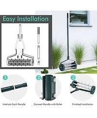 18 Inch Rolling Lawn Aerator with Anti-slip Handle and Tine Spikes