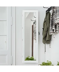 Door Mounted Lockable Mirrored Jewelry Cabinet with Led Lights