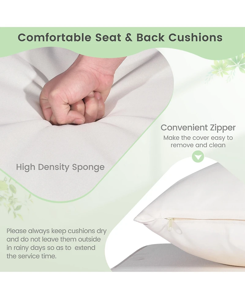 Costway Patio Swing Chair 2-Person Hanging Seat Outdoor Wicker Loveseat Cushioned Porch