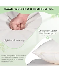 Costway Patio Swing Chair 2-Person Hanging Seat Outdoor Wicker Loveseat Cushioned Porch