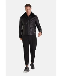 Furniq Uk Men's Leather Jacket, Black