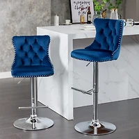 Simplie Fun Adjustable Swivel Velvet Bar Stools with Backs (Set of 2)