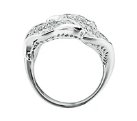 Suzy Levian New York Sterling Silver Cubic Zirconia Pave Leaf Ring