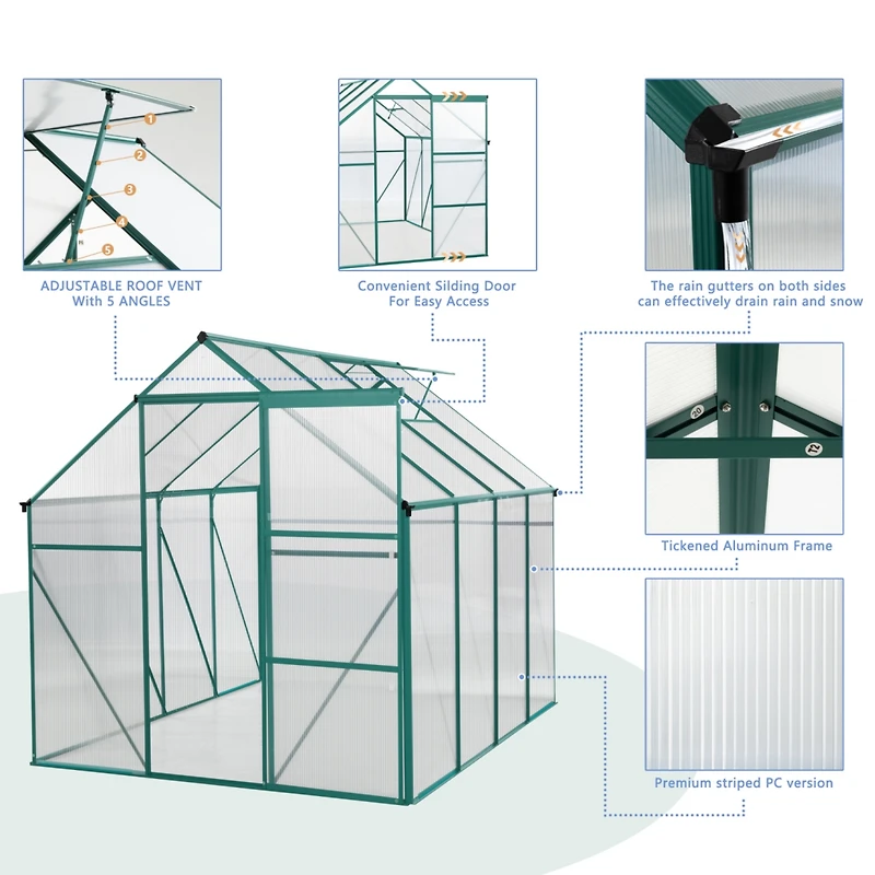 Streamdale Green-6 X 8 Ft Outdoor Patio Greenhouse