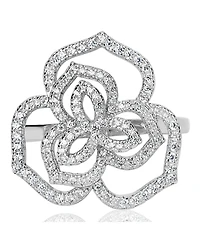 Suzy Levian Sterling Silver Cubic Zirconia Wild Flower Ring