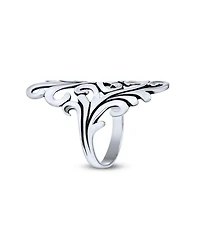 Bling Jewelry Nature Swirl Leaf Vine Wrap Bypass Full Finger Armor Statement Ring Oxidized Sterling Silver
