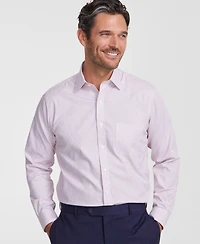 Men's Regular Fit Non-Iron Spread Collar Check Pinpoint Dress Shirt