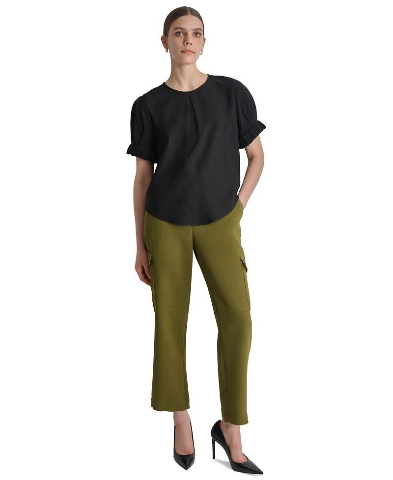 Dkny Women's Puff-Sleeve Pleated Blouse
